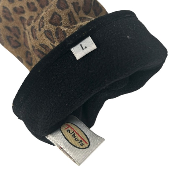 Talbots Leopard Print Fleece Lined Leather Gloves Size Large - Picture 6 of 6